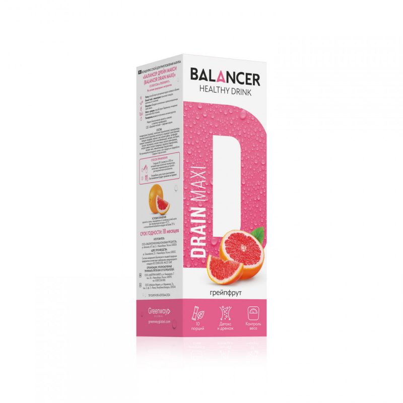 Дренирующий напиток BALANCER DRAIN MAXI со вкусом &laquo;Грейпфрут&raquo;, 10 стиков
